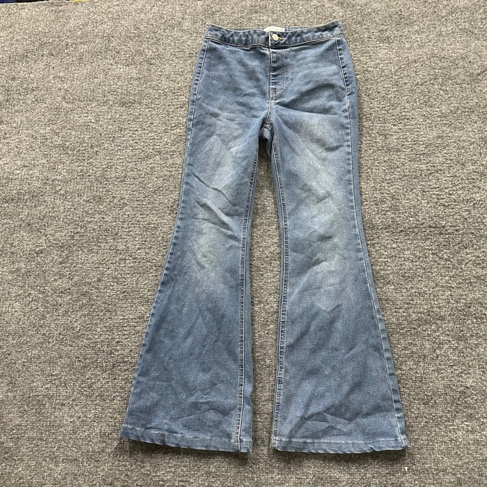 Vanilla Star Jeans Womens Size 3 Blue High Rise Flare Leg Stretch Denim Retro